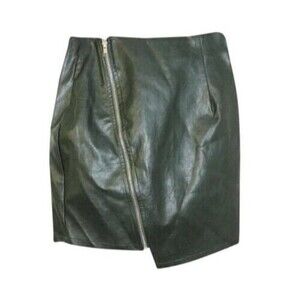 LF SEEK The Label Asymmetrical Zip Faux Leather Skirt Khaki Dark Green Australia